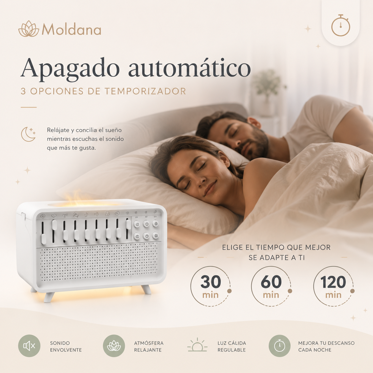 Máquina de ruido blanco con difusor de aroma