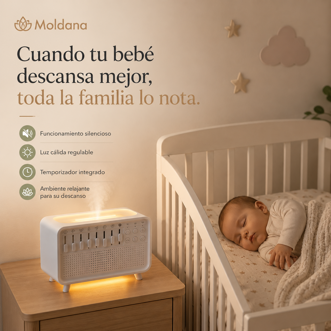 Máquina de ruido blanco con difusor de aroma